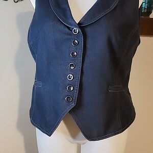 NY Collection Adjustable Navy Buttoned Vest Size 3X